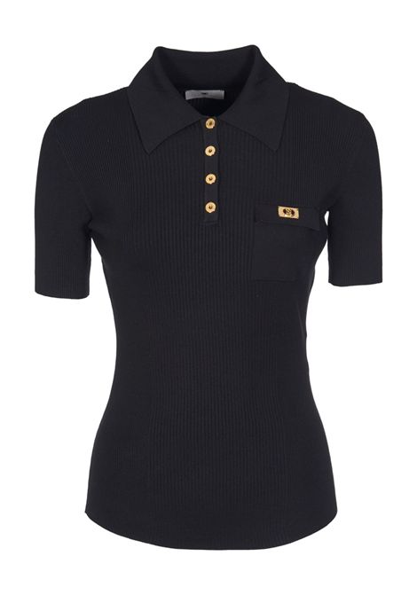 Polo Elisabetta Franchi donna MK63B51E2110 110 nera a costine ELISABETTA FRANCHI | Polo | MK63B51E2110110